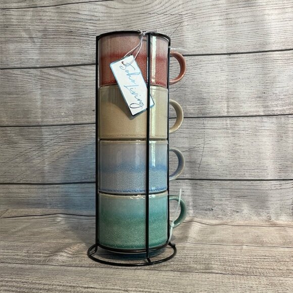 Soho Living Beachy Pastel (4) Cup Stacking Mug Set - Picture 1 of 9